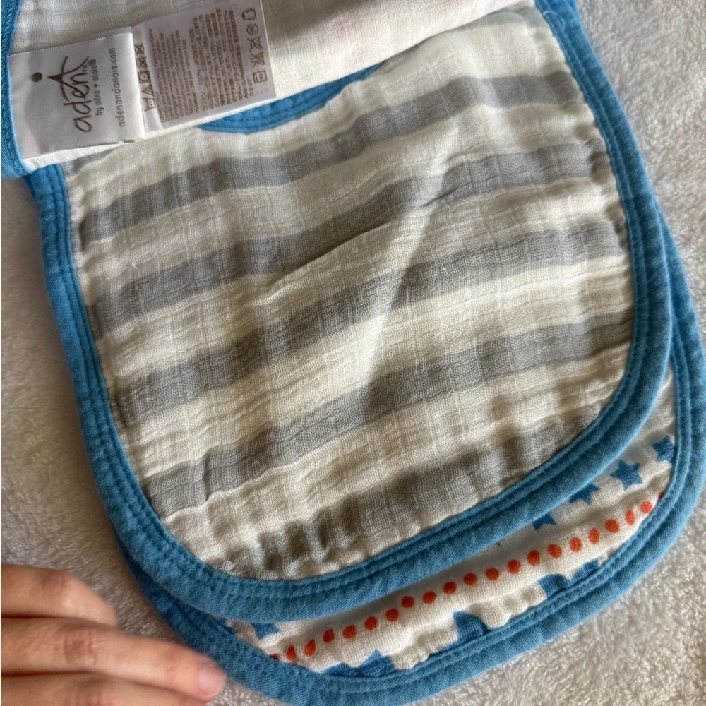 Aden + Anais Little Bibs - Orange and Blue Star Design NWT, retired pattern